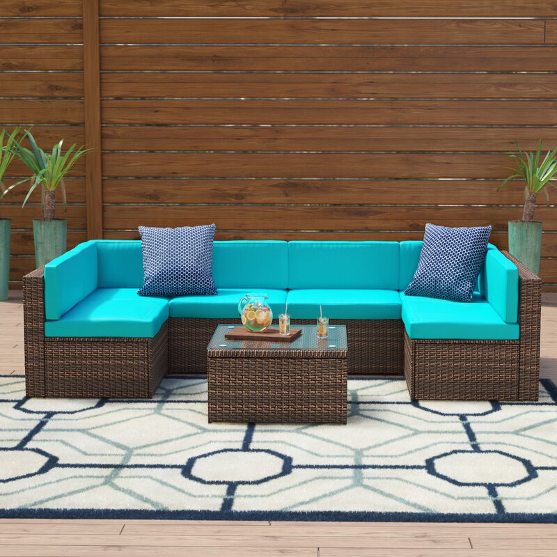 Shelbie 7  Piece  Rattan Sectional  Seating Group with 